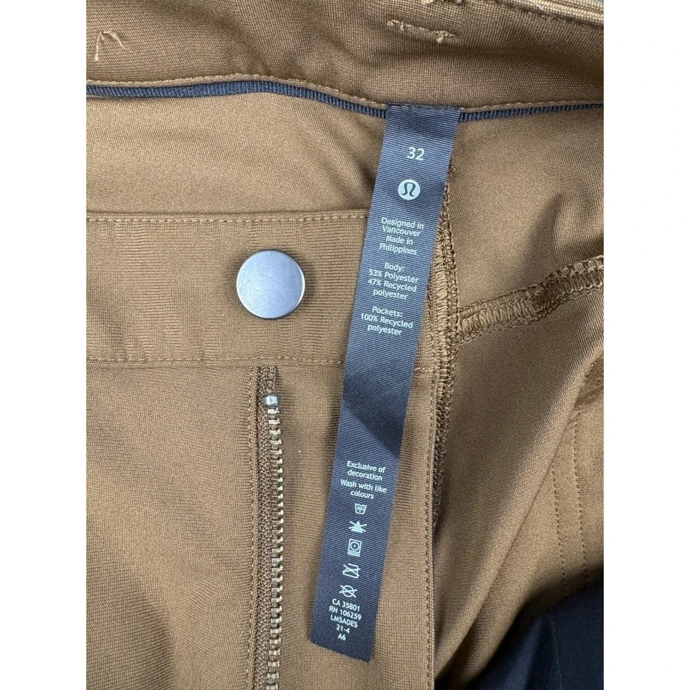 Lululemon ABC Pant Slim Fit 32 Tan Brown 5 Pocket Warpstreme Mens Trousers